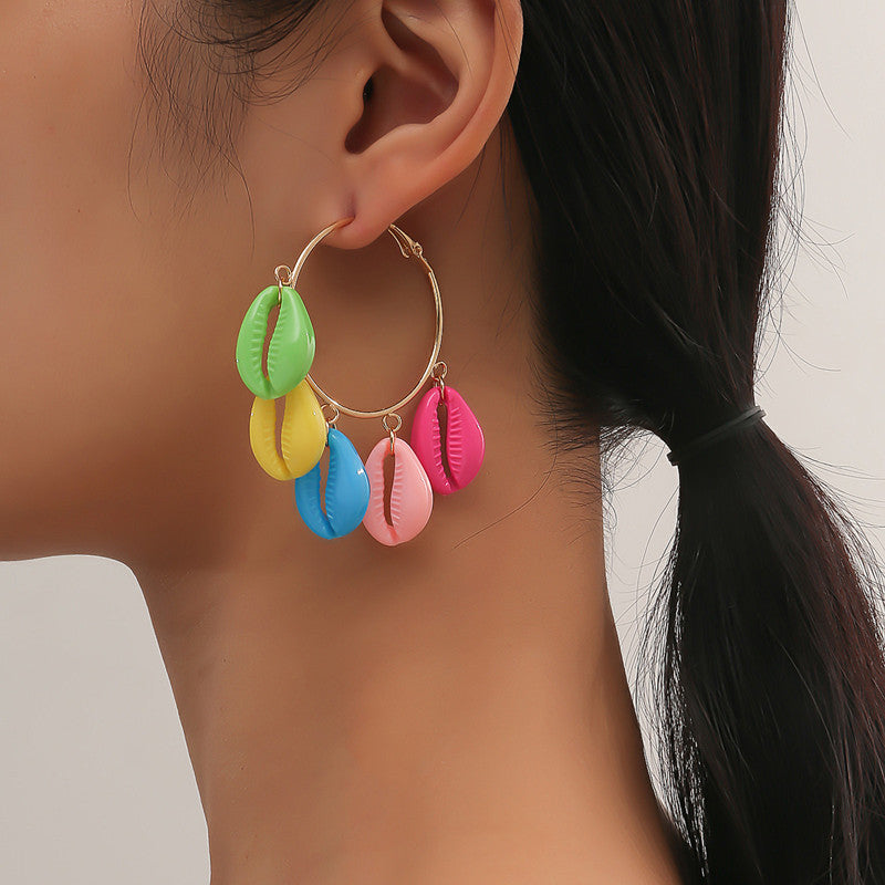 Wholesale Colored Scallop Hoop Earrings